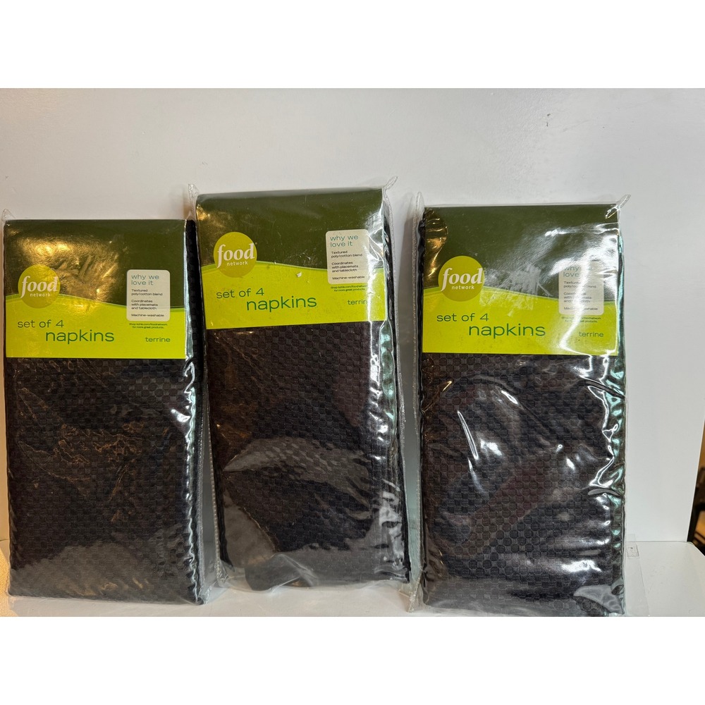 NWT Food Network‎ Black Honeycomb Weave Cloth Napkins Set of 12 Elegant 3 Packs